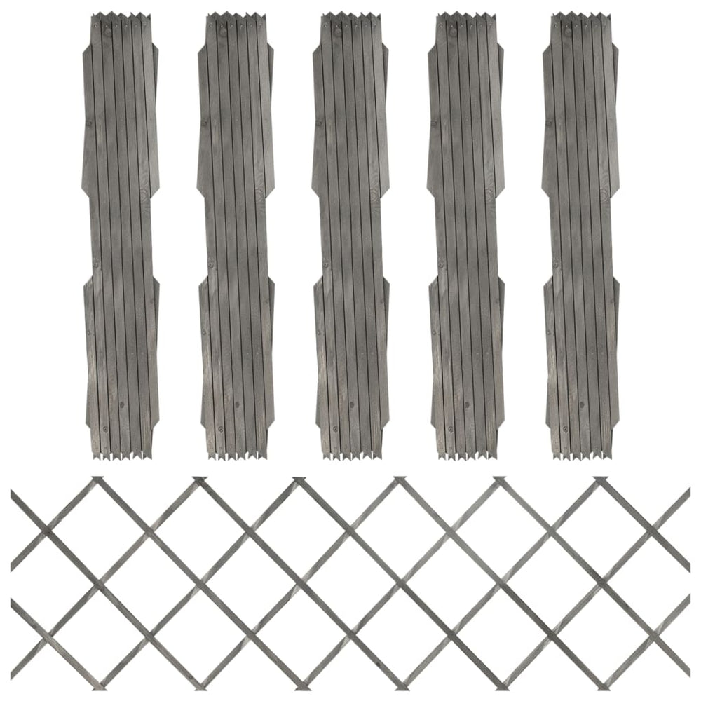 vidaXL Trellis Fences 5 pcs Grey Solid Fir Wood 180x60 cm
