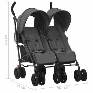 vidaXL Twin Stroller Anthracite Steel
