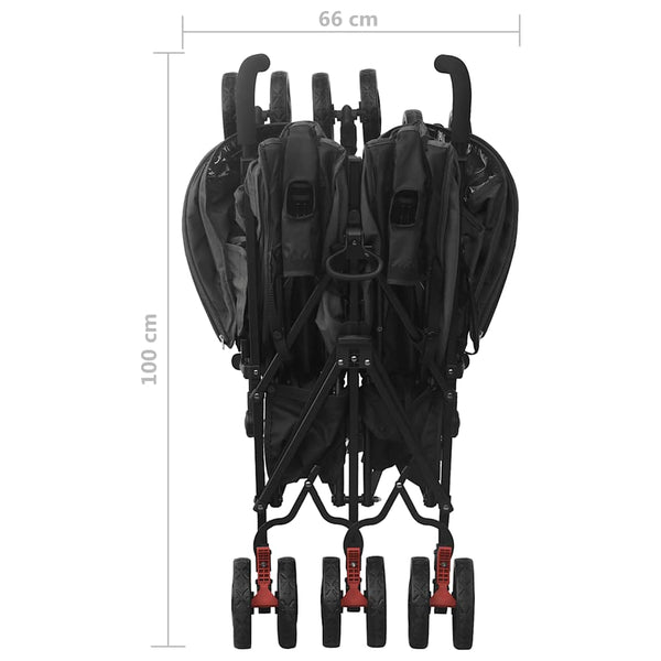 vidaXL Twin Stroller Anthracite Steel