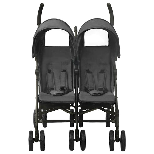 vidaXL Twin Stroller Anthracite Steel