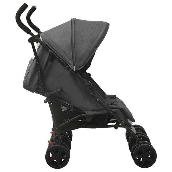 vidaXL Twin Stroller Anthracite Steel