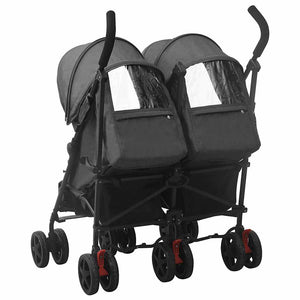 vidaXL Twin Stroller Anthracite Steel