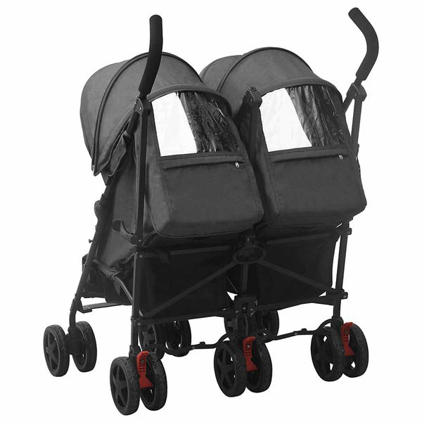 vidaXL Twin Stroller Anthracite Steel