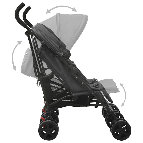 vidaXL Twin Stroller Anthracite Steel