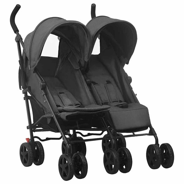 vidaXL Twin Stroller Anthracite Steel