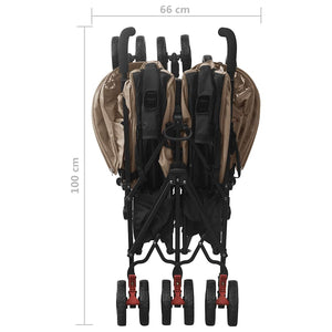 vidaXL Double Stroller Taupe Steel