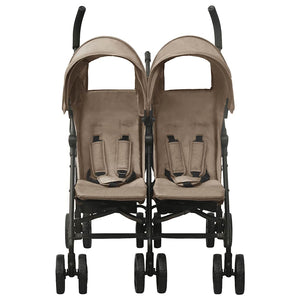 vidaXL Double Stroller Taupe Steel