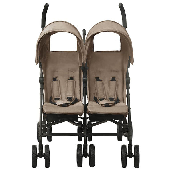 vidaXL Double Stroller Taupe Steel