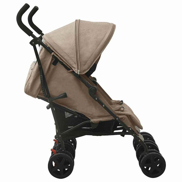 vidaXL Double Stroller Taupe Steel