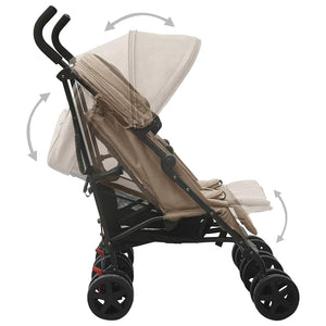 vidaXL Double Stroller Taupe Steel