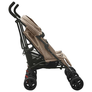 vidaXL Double Stroller Taupe Steel