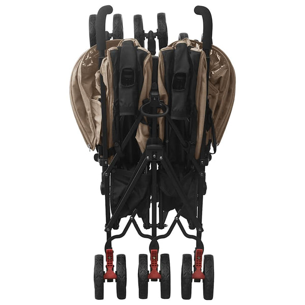 vidaXL Double Stroller Taupe Steel