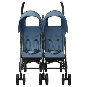 vidaXL Twin Stroller Navy Blue Steel