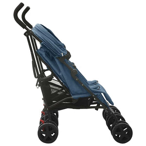 vidaXL Twin Stroller Navy Blue Steel