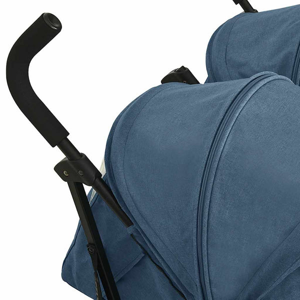 vidaXL Twin Stroller Navy Blue Steel