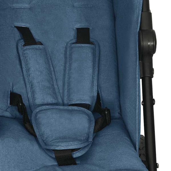 vidaXL Twin Stroller Navy Blue Steel