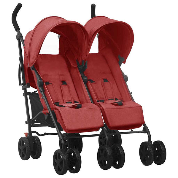 vidaXL Twin Stroller Red Steel