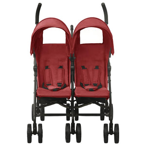 vidaXL Twin Stroller Red Steel