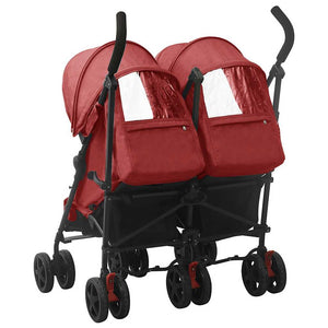 vidaXL Twin Stroller Red Steel