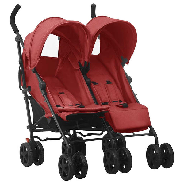 vidaXL Twin Stroller Red Steel