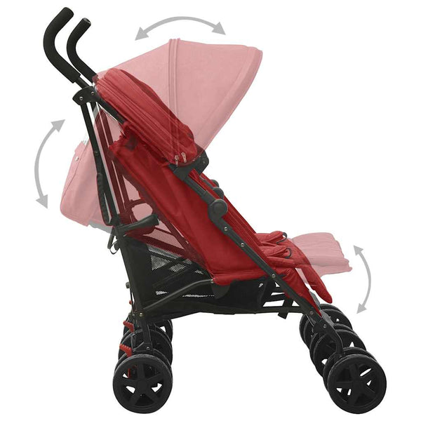 vidaXL Twin Stroller Red Steel