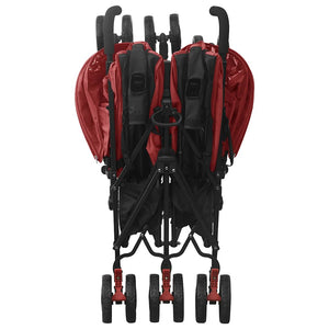 vidaXL Twin Stroller Red Steel