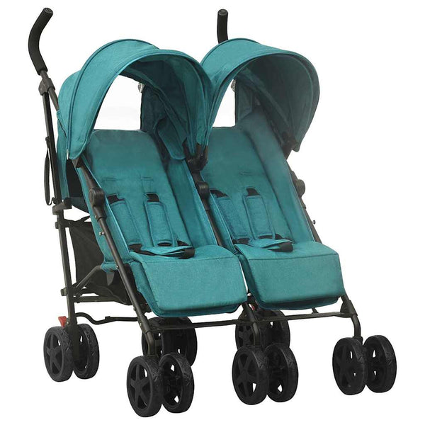 vidaXL Tandem Stroller Green Steel