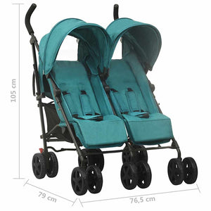 vidaXL Tandem Stroller Green Steel