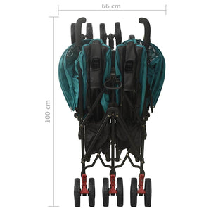 vidaXL Tandem Stroller Green Steel