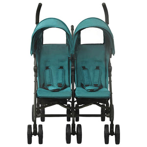 vidaXL Tandem Stroller Green Steel