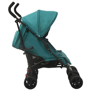vidaXL Tandem Stroller Green Steel