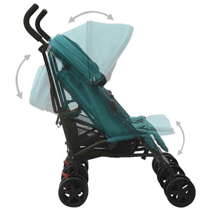 vidaXL Tandem Stroller Green Steel
