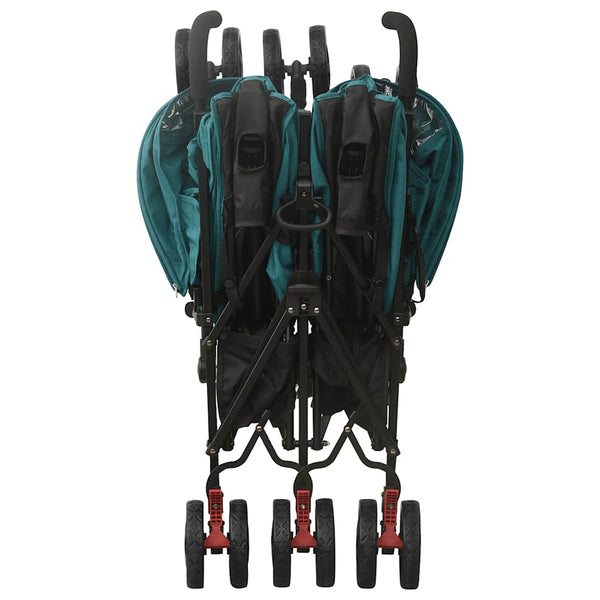 vidaXL Tandem Stroller Green Steel