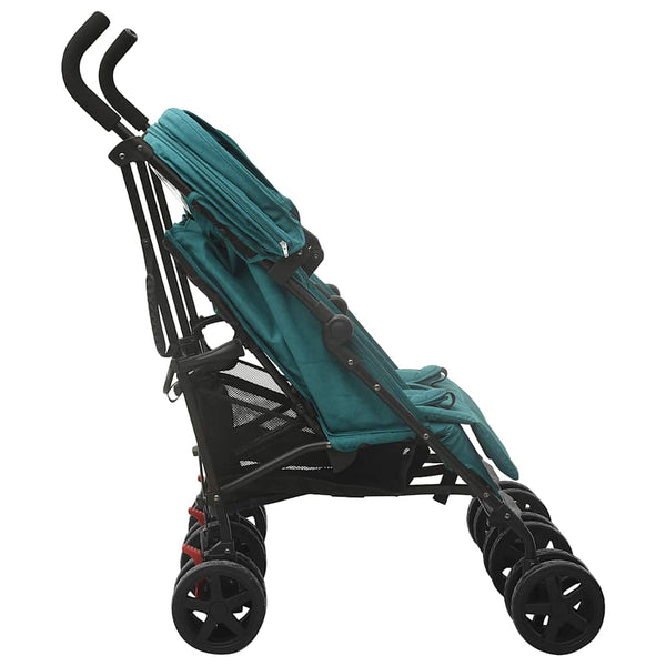 vidaXL Tandem Stroller Green Steel