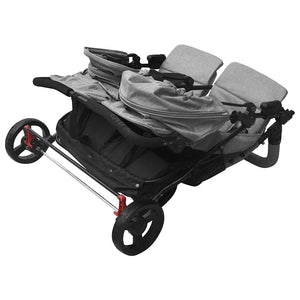 vidaXL Tandem Stroller Light Grey Steel