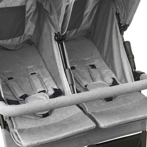 vidaXL Tandem Stroller Light Grey Steel