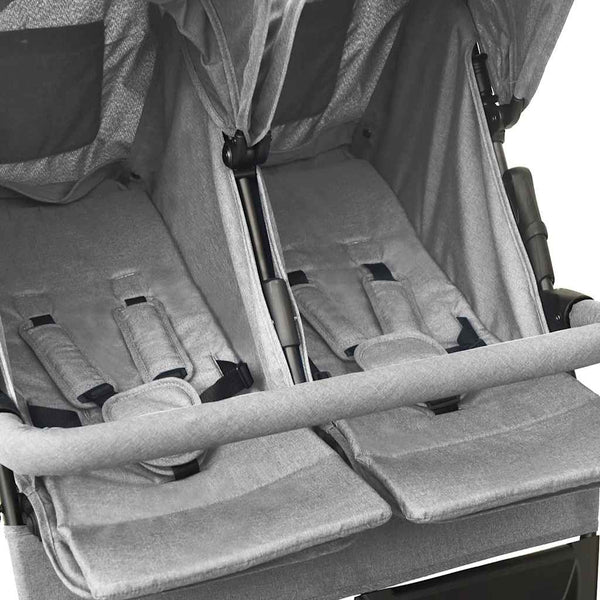 vidaXL Tandem Stroller Light Grey Steel