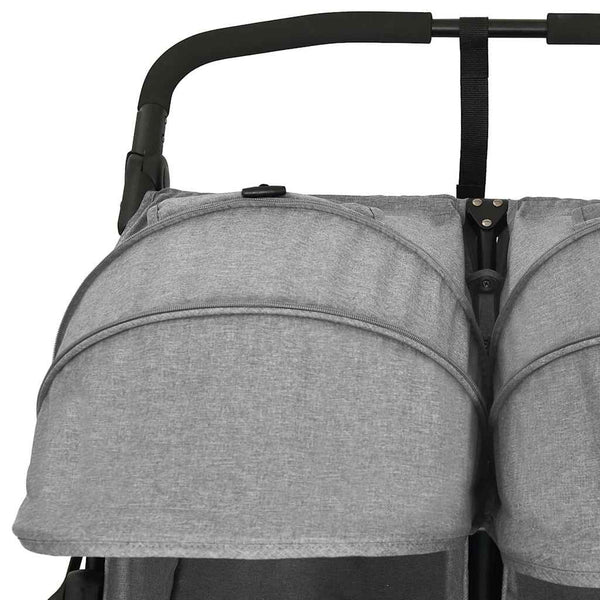 vidaXL Tandem Stroller Light Grey Steel