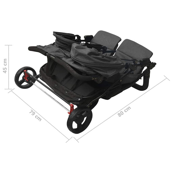 vidaXL Twin Stroller Anthracite Steel