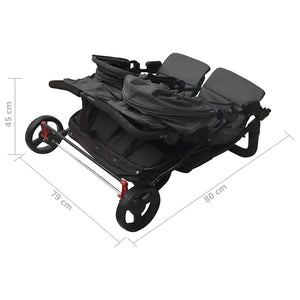 vidaXL Twin Stroller Anthracite Steel