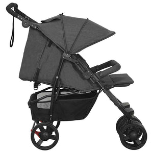 vidaXL Twin Stroller Anthracite Steel