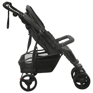 vidaXL Twin Stroller Anthracite Steel