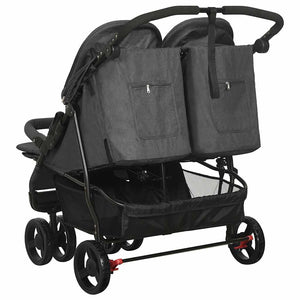 vidaXL Twin Stroller Anthracite Steel