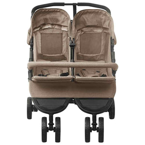 vidaXL Double Stroller Taupe Steel