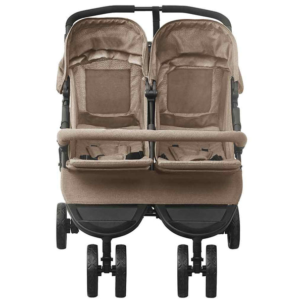 vidaXL Double Stroller Taupe Steel