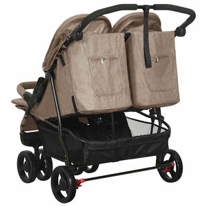 vidaXL Double Stroller Taupe Steel