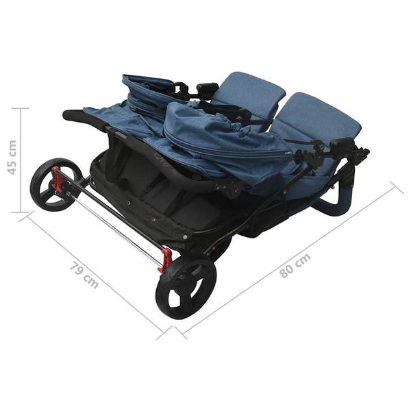 vidaXL Twin Stroller Navy Blue Steel