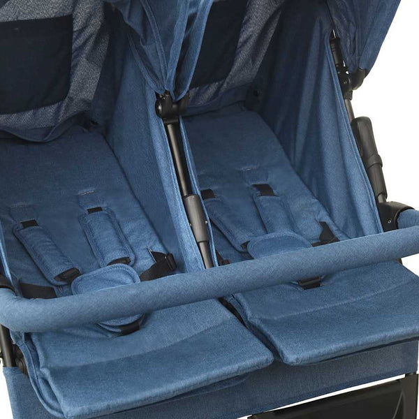 vidaXL Twin Stroller Navy Blue Steel