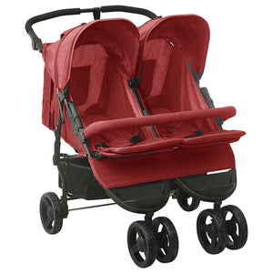 vidaXL Twin Stroller Red Steel
