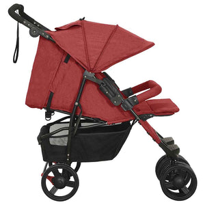 vidaXL Twin Stroller Red Steel